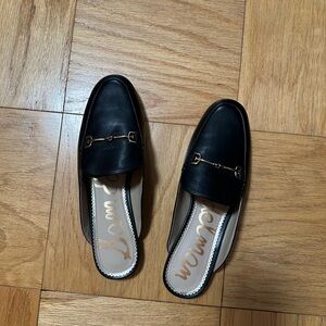 Sam Edelman Black Leather Flats with Horsebit Detail